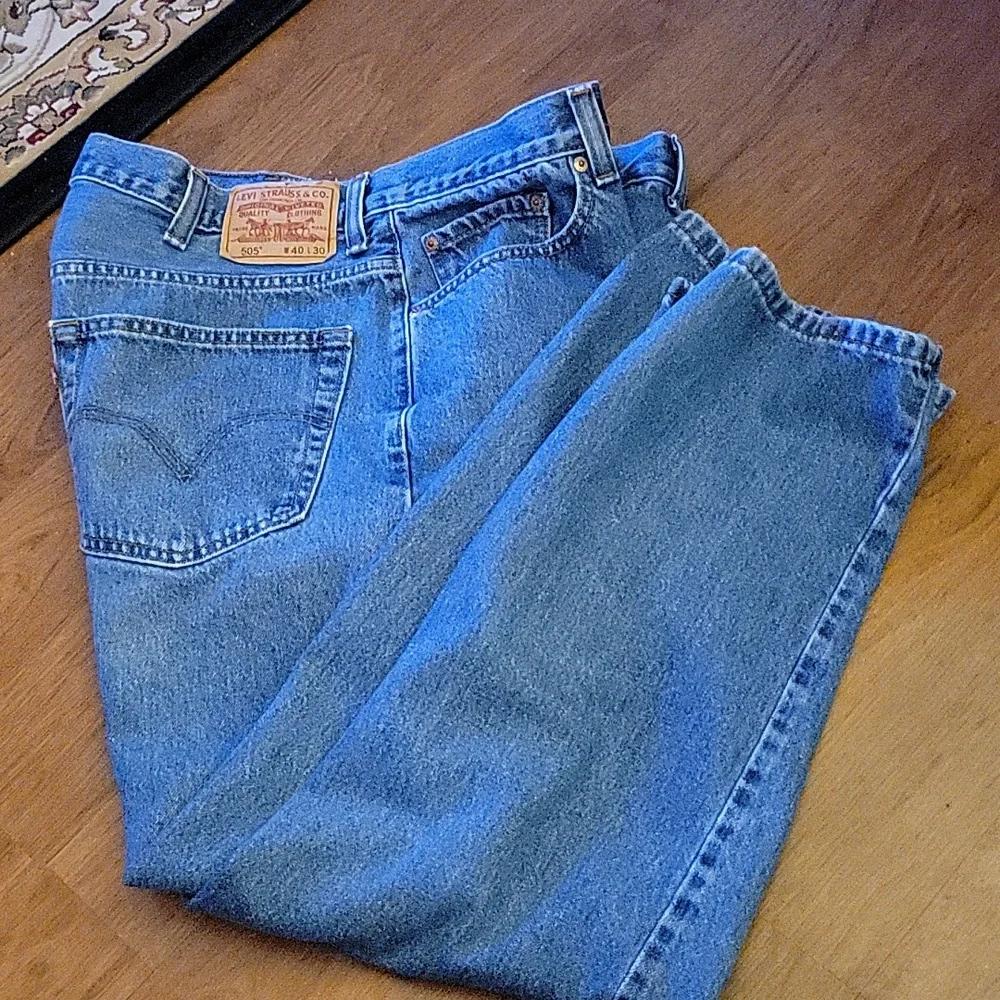 Levi's 505 regular fit denim blue jeans straight 100% cotton medium wash 40x30…